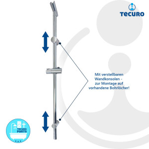 tecuro Brausestange 90 cm Wandstange SUN - mit variablen Wandbefestigungen, verchromt