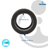 tecuro Euro WC-Spülrohrverbinder Ø 55/60 mm für Spülrohr Ø 40 mm, zu UP-Spülkasten