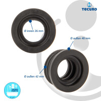 tecuro Gummimanschette für Abflussrohr Außen Ø 46 mm x Innen Ø 26-32 mm