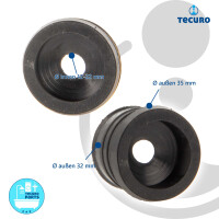 tecuro Gummimanschette für Abflussrohr Außen Ø 32 mm x Innen Ø 12 - 22 mm