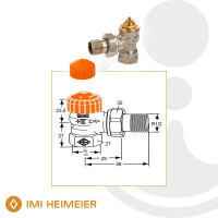 IMI Heimeier Thermostat-Ventilunterteil Eclipse, Eckform, DN 15 - 1/2 Zoll