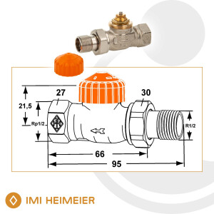 IMI HEIMEIER Thermostat-Ventilunterteil Eclipse umgekehrte Flussrichtung, Durchgangsform, DN 15 - 1/2 Zoll