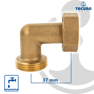 tecuro Winkel 90°, 1 Zoll AG x Überwurfmutter 1 Zoll (DN 18) - MS-blank CW617N