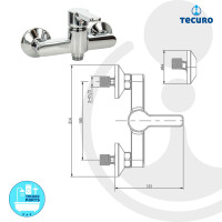 tecuro Einhebel - Wand Spültischbatterie CLASSIC, mit S-Auslauf, Messing glanzverchromt