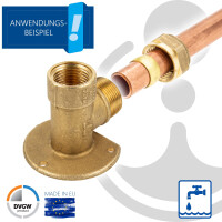 tecuro MS-Klemmringverbinder für Kupferrohr, Deckenwinkel 90° mit Flansch