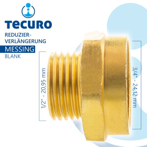 tecuro Red.-Verlängerung Außengewinde G 1/2 x Innengewinde Rp 3/4, zyl. MS-blank CW617N