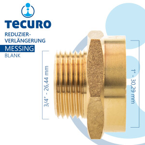 tecuro Red.-Verlängerung Außengewinde G 3/4 x Innengewinde Rp 1 Zoll , zyl. MS-blank CW617N