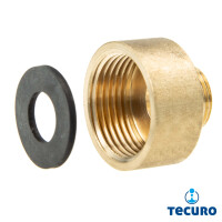 tecuro Red.-Verlängerung Außengewinde G 3/8 x Innengewinde Rp 3/4, zyl. MS-blank CW617N