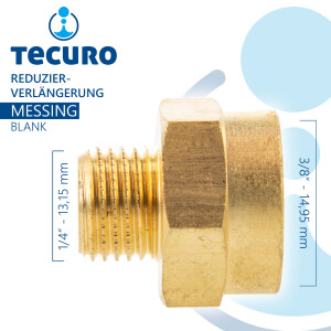 tecuro Red.-Verlängerung Außengewinde G 1/4 x Innengewinde Rp 3/8, zyl. MS-blank CW617N