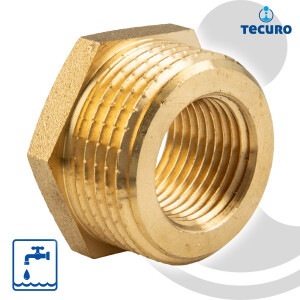 tecuro Reduzierstück Außengewinde G 3/4 x Innengewinde Rp 1/4 Zoll, MS-blank CW617N