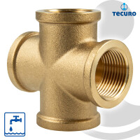 tecuro Kreuzstück allseitig Innengewinde Rp 2 Zoll, Messing blank CW617N