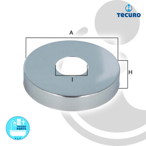 tecuro Hahnrosette 3/4 Zoll Ø 27 mm x Ø 80 mm x Höhe 15 mm, Messing verchromt
