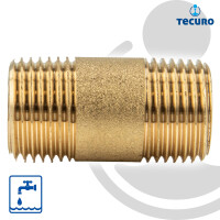 tecuro Rohrdoppelnippel, beids. Außengewinde R 1 Zoll x 100 mm MS-blank, CW617N