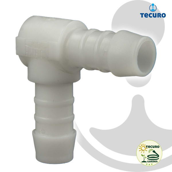 tecuro Schlauchverbinder 90° Winkel Ø 12 mm - Nylon weiß