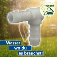 tecuro Schlauchverbinder 90° Winkel Ø 14 mm - Nylon weiß