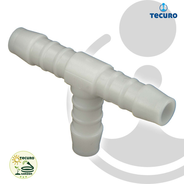 tecuro Schlauchverbinder T-Stück, allseitig Ø 15 mm - Nylon weiß