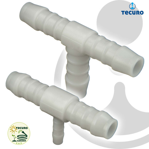 tecuro Schlauchverbinder T-Stück, für Industrie und Garten - Nylon weiß