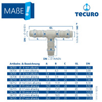 tecuro Schlauchverbinder T-Stück, für Industrie und Garten - Nylon weiß