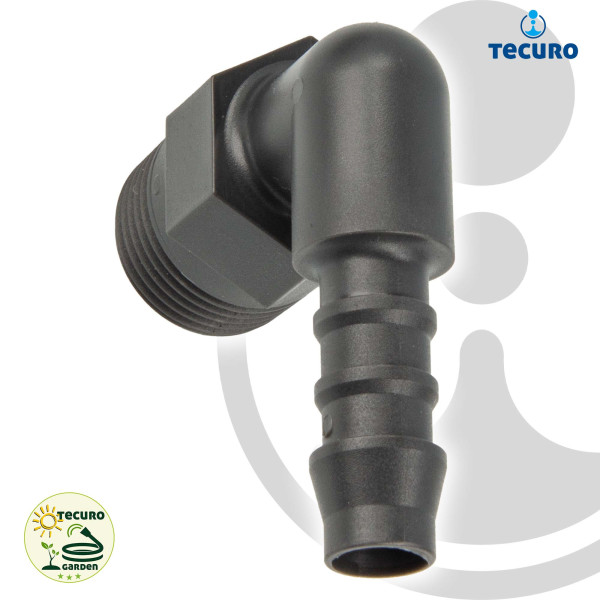 tecuro Winkel-Schlauchtülle mit AG - Ø 10 mm x 1/8 Zoll - Nylon grau