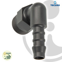 tecuro Winkel-Schlauchtülle mit AG - Ø 10 mm x 1/4 Zoll - Nylon grau