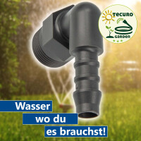tecuro Winkel-Schlauchtülle mit AG - Ø 12 mm x 1/4 Zoll - Nylon grau