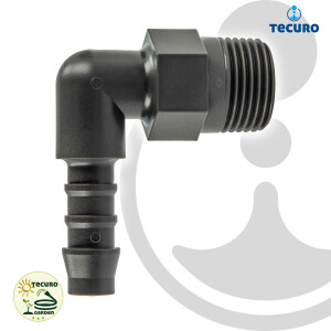tecuro Winkel-Schlauchtülle mit AG - Ø 12 mm x 1/2 Zoll - Nylon grau