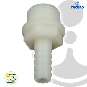 tecuro Schlauchtülle mit AG - Ø 13 mm x 1/2 Zoll - Nylon weiß