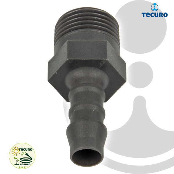 tecuro Schlauchtülle Ø 25-27 mm x 1 Zoll AG - Nylon grau