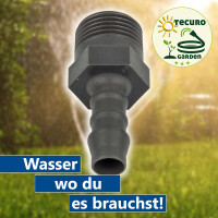 tecuro Schlauchtülle Ø 25-27 mm x 1 Zoll AG - Nylon grau