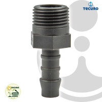 tecuro Schlauchtülle Ø 25-27 mm x 1 Zoll AG - Nylon grau