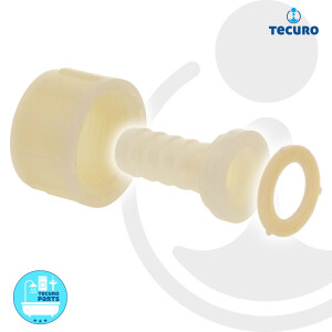 tecuro gerade Schlauchtülle Ø 13 mm x Überwurfmutter 3/4 Zoll, PA (nylon 66), natur