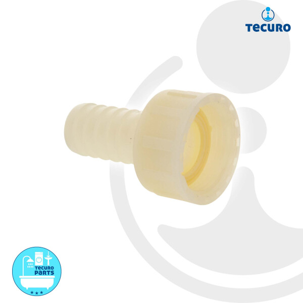 tecuro gerade Schlauchtülle Ø 20 mm x Überwurfmutter 1 Zoll, PA (nylon 66), natur