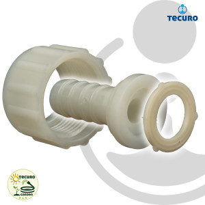 tecuro Schlauchtülle  mit IG Überwurf - Ø 25 mm x 1 Zoll - Nylon weiß