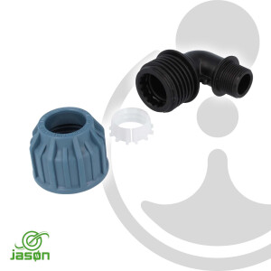 Jason PP-Klemmverbinder 90° Winkel mit AG Ø 50 mm x 1 1/2 Zoll - DVGW zugelassen