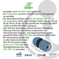 Jason PP-Klemmkupplung T-Stück Ø 32 mm - DVGW zugelassen