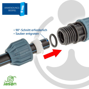 Jason PP-Klemmkupplung T-Stück - für PE-Rohr - DVGW zugelassen