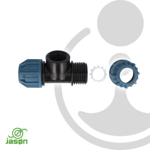 Jason PP-Klemmverbinder T-Stück mit IG Ø 32 x 1 Zoll x 32 mm - DVGW zugelassen