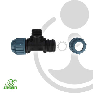 Jason PP-Klemmverbinder T-Stück mit AG Ø 50 x 1 1/2 Zoll x 50 mm - DVGW zugelassen