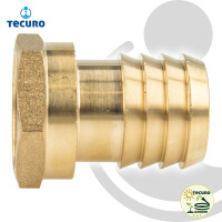 tecuro Sechskant-Schlauchtülle mit Innengewinde Rp 3/4 Zoll x Tülle Ø 25 mm - Messing blank