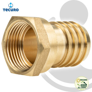 tecuro Sechskant-Schlauchtülle mit Innengewinde Rp 1 1/4 Zoll x Tülle Ø 32 mm - Messing blank
