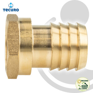 tecuro Sechskant-Schlauchtülle mit Innengewinde Rp 1 1/4 Zoll x Tülle Ø 32 mm - Messing blank