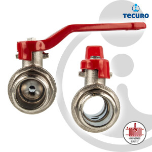 tecuro Kugelhahn, beidseitig Außengewinde G 3/4 Zoll (DN 20) Stahlhebel lang, Messing vernickelt