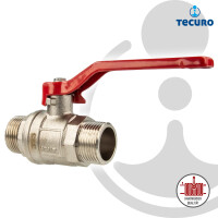 tecuro Kugelhahn, beidseitig Außengewinde G 3/4 Zoll (DN 20) Stahlhebel lang, Messing vernickelt
