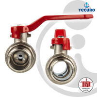 tecuro Kugelhahn, beidseitig Außengewinde G 1 1/4 Zoll (DN 32) Stahlhebel lang, Messing vernickelt