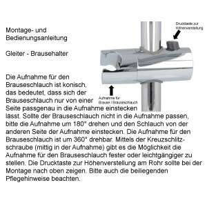 tecuro Gleiter Schieber Brausehalter für Wandstange Ø 25 mm - Kunststoff verchromt