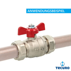 tecuro Kugelhahn mit Klemmringverschraubung für Cu-Rohr Ø 22 mm Flügelgriff