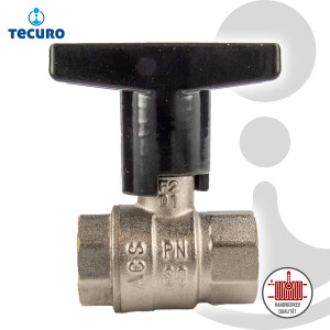 tecuro Kugelhahn, beidseitig Innengewinde Rp 3/4 Zoll (DN 20) T-Griff, Messing vernickelt
