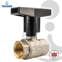 tecuro Kugelhahn, beidseitig Innengewinde Rp 3/4 Zoll (DN 20) T-Griff, Messing vernickelt