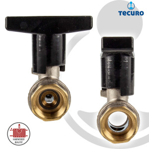 tecuro Kugelhahn, beidseitig Innengewinde Rp 1 Zoll (DN 25) T-Griff, Messing vernickelt