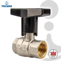 tecuro Kugelhahn, beidseitig Innengewinde Rp 1 1/4 Zoll (DN 32) T-Griff, Messing vernickelt